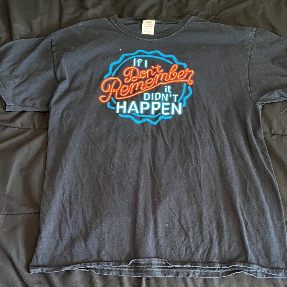 Fruit of the Loom Black Tee with Neon Text